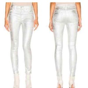 NWT Mother High Wasted skinny ankle coated jeans in Silver Linings. Size 29